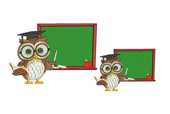 Teacher Owl Embroidery Design